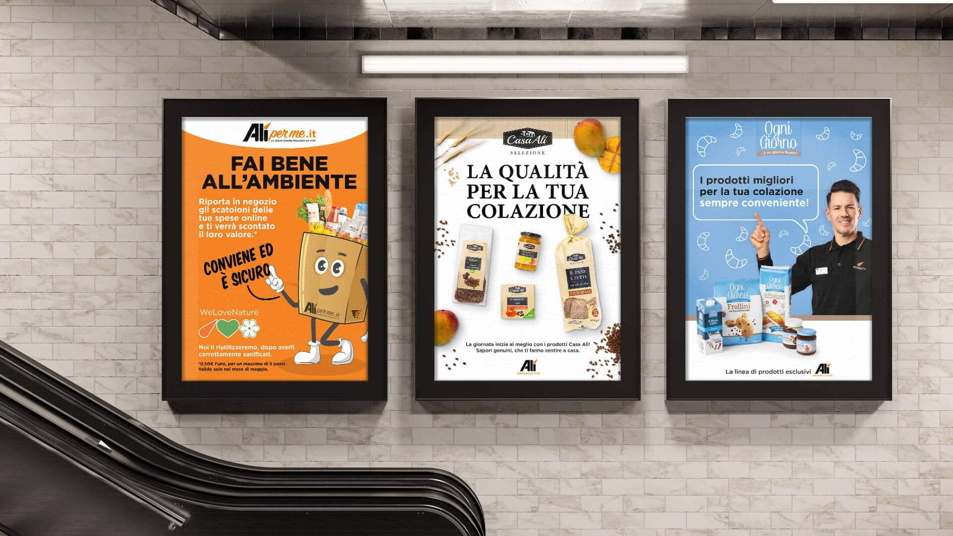 cartelloni in metropolitana alì supermercati
